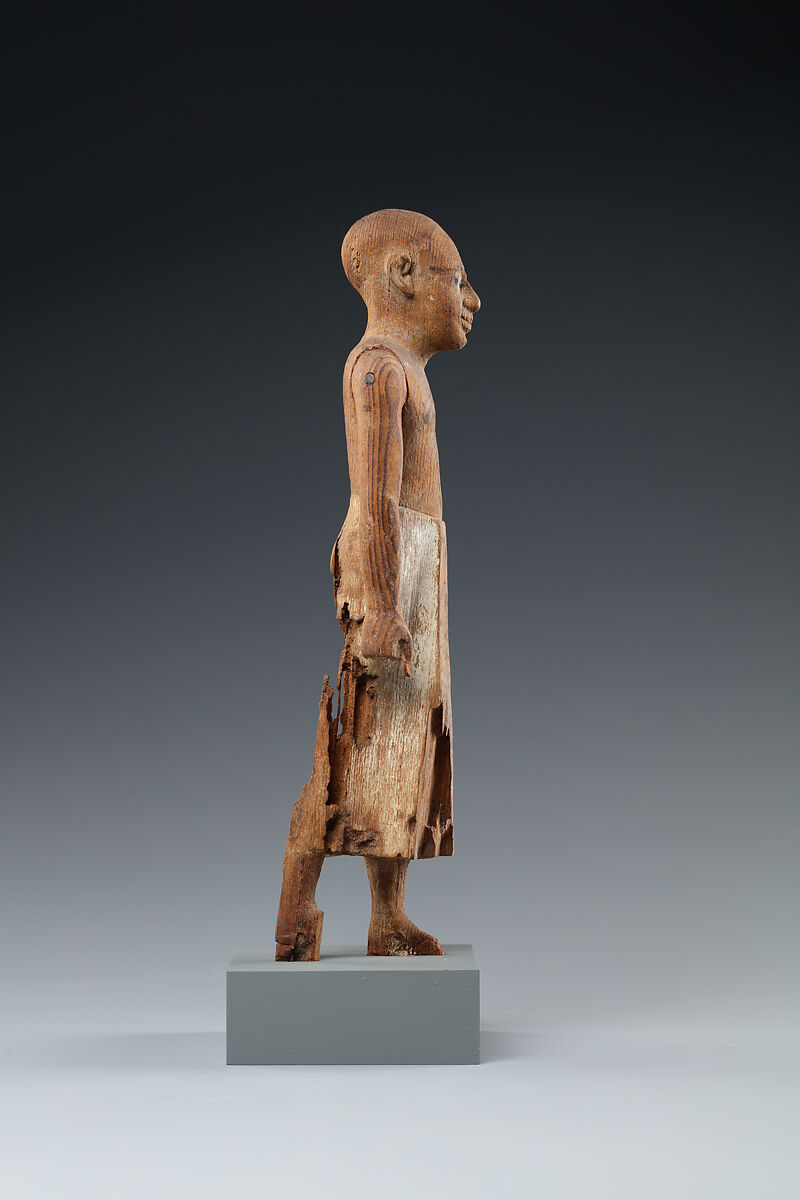 Figure of a Standing Man with a Long Kilt, Wood, paint