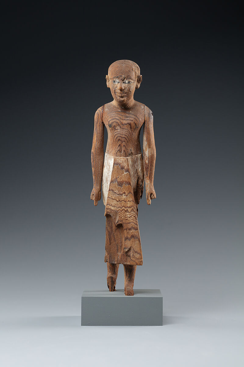 Figure of a Standing Man with a Long Kilt, Wood, paint