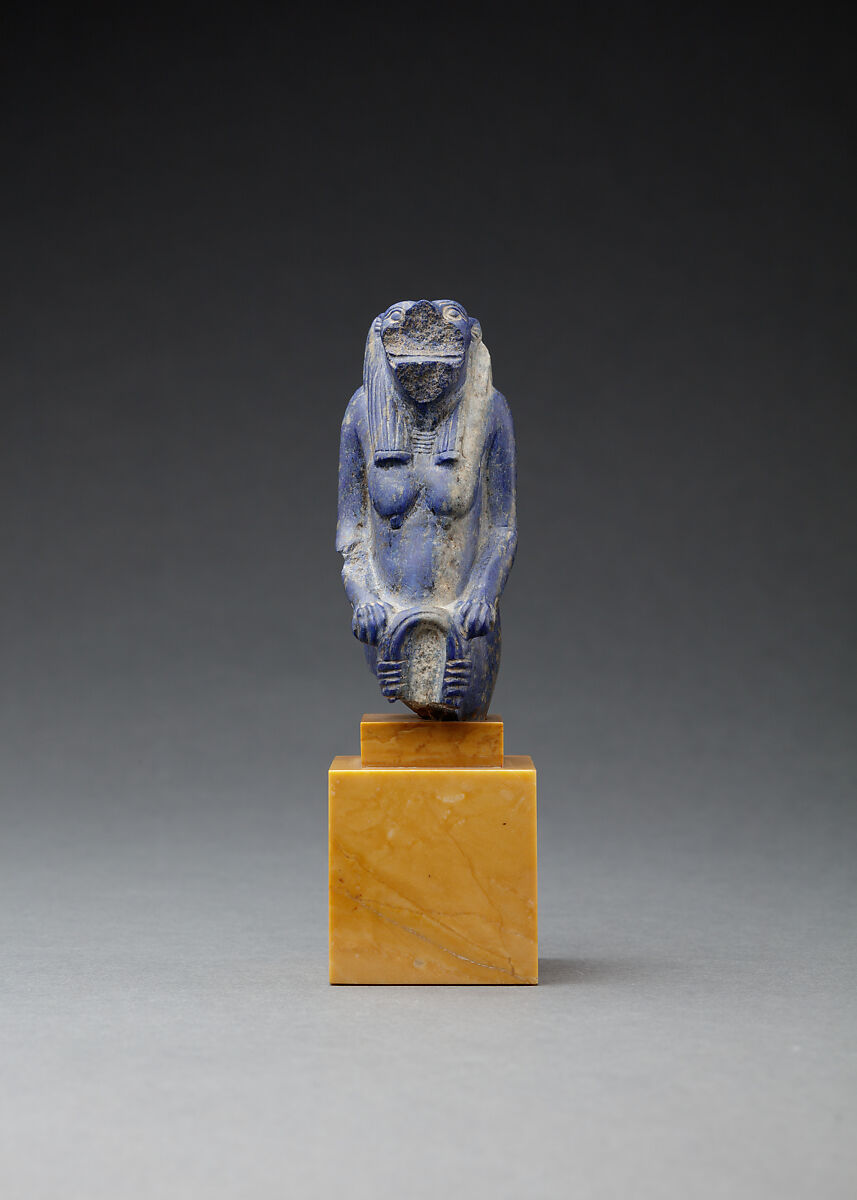 Upper Half of a Hippo Goddess Presenting a Sa-sign, Lapis lazuli 