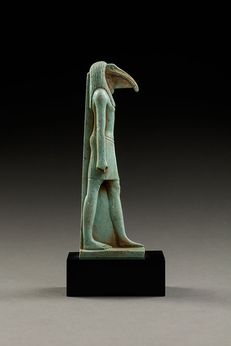Striding Thoth, Faience