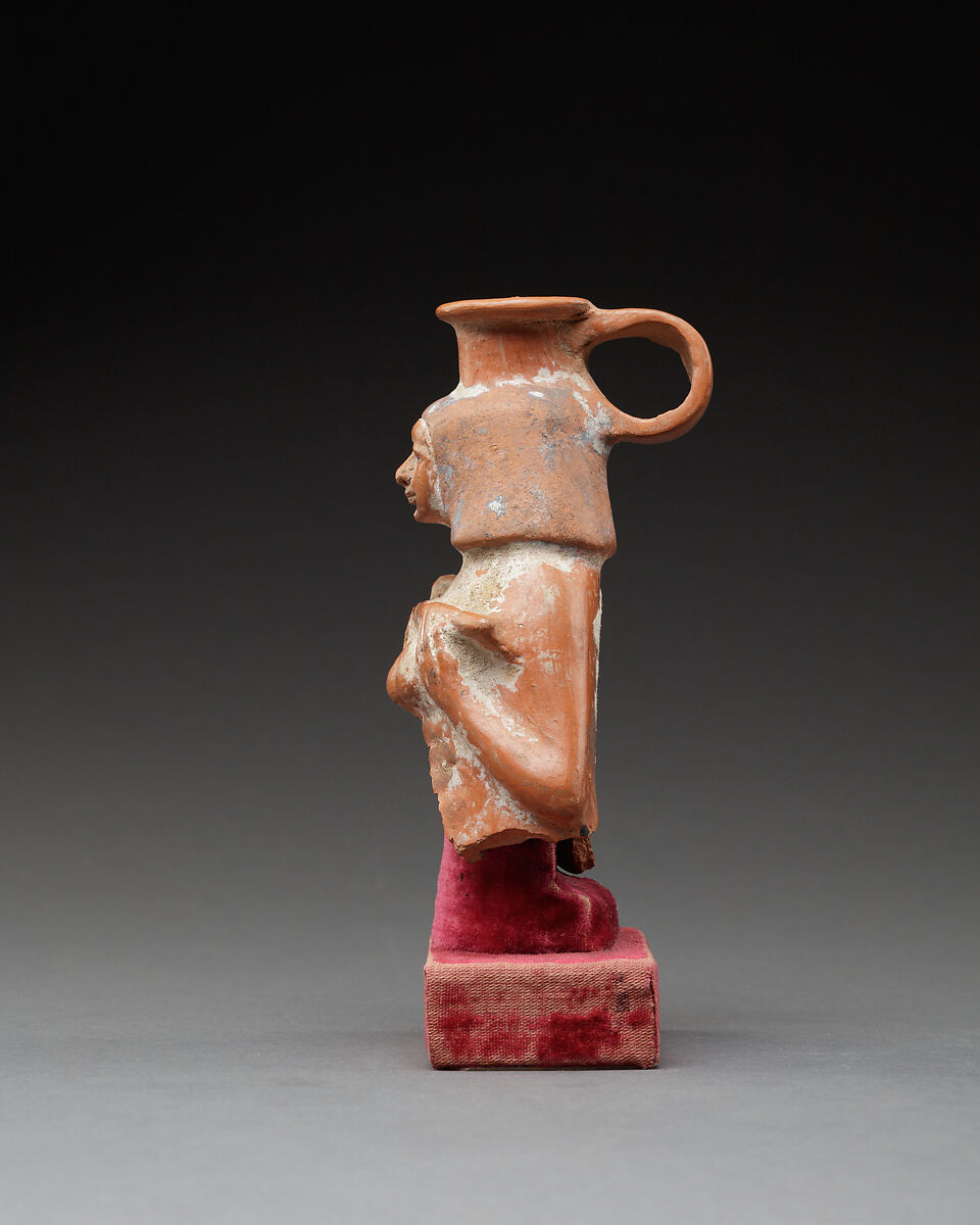 Upper Part of a Jar in the Shape of a Female Musician, Pottery, paint