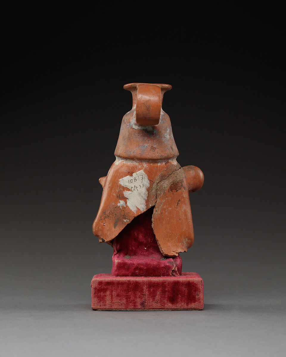 Upper Part of a Jar in the Shape of a Female Musician, Pottery, paint