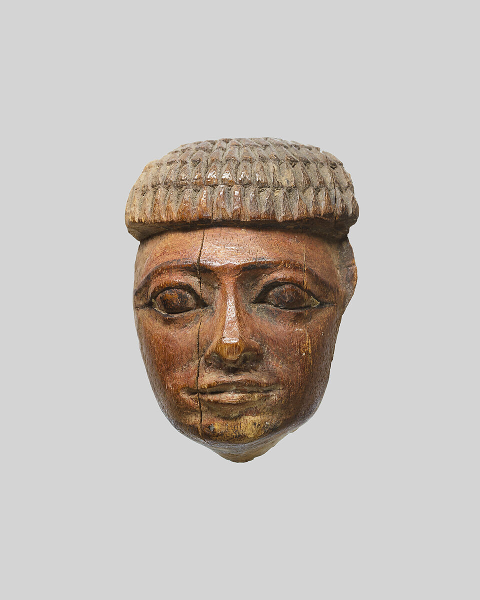 Face of a Man with Part of a Short Echeloned Wig, Wood, paint 