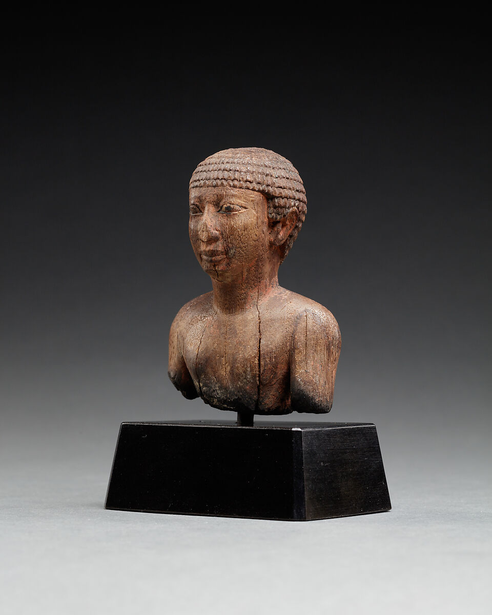 Upper Part of a Statue Probably Depicting a Man, Wood, paint