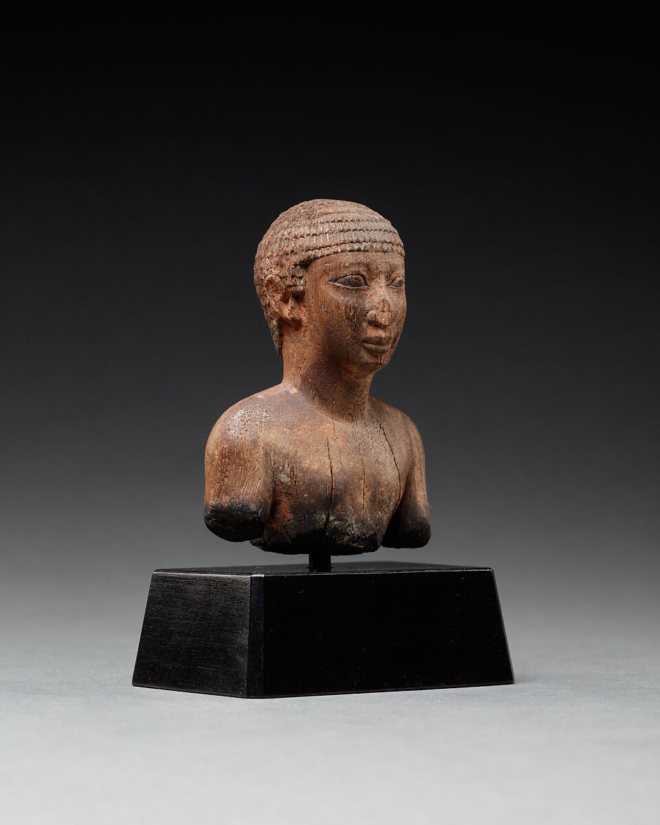 Upper Part of a Statue Probably Depicting a Man, Wood, paint