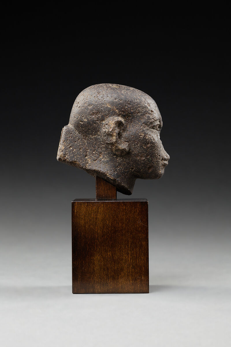 Head of a Man with a Shaved Head, Dense, gray-black hard stone