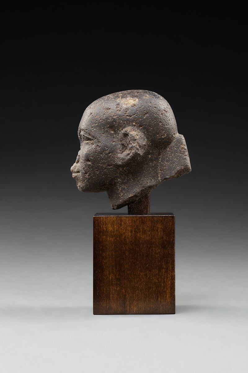 Head of a Man with a Shaved Head, Dense, gray-black hard stone