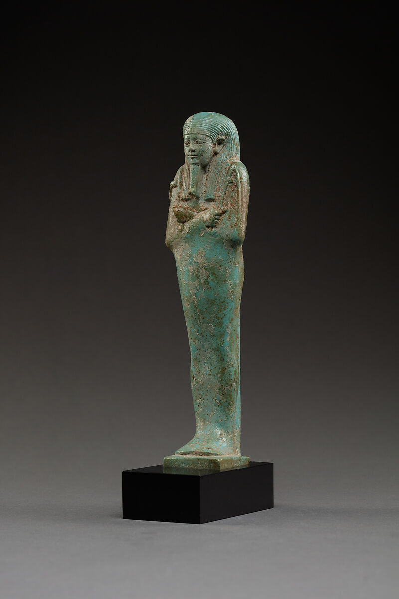 Shabti of the Overseer of the Fleet Hekaemsaf, Faience