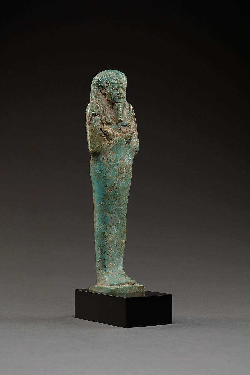 Shabti of the Overseer of the Fleet Hekaemsaf, Faience