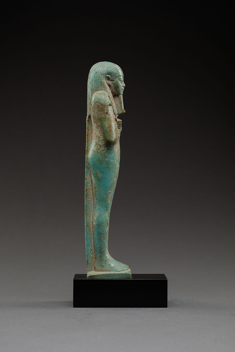 Shabti of the Overseer of the Fleet Hekaemsaf, Faience