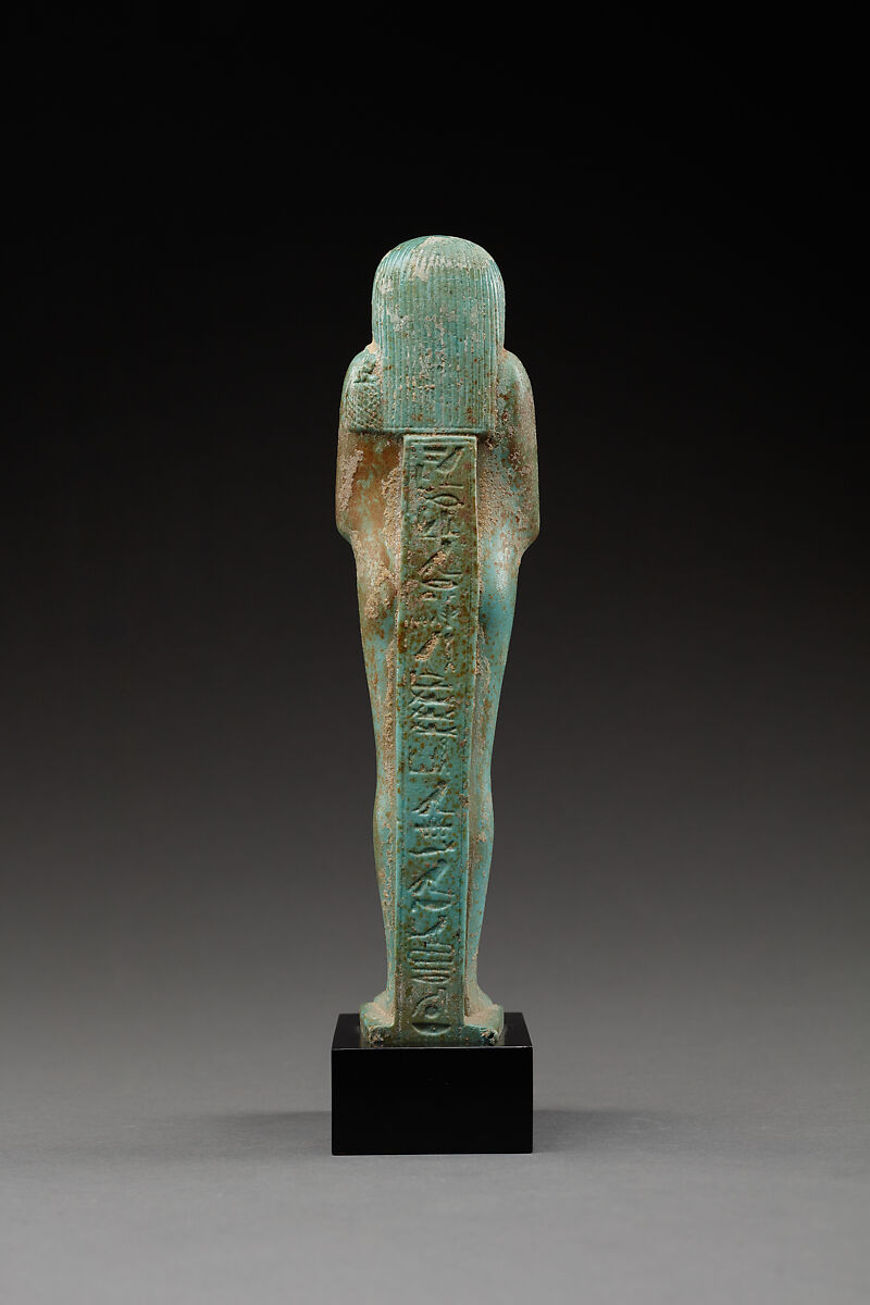 Shabti of the Overseer of the Fleet Hekaemsaf, Faience