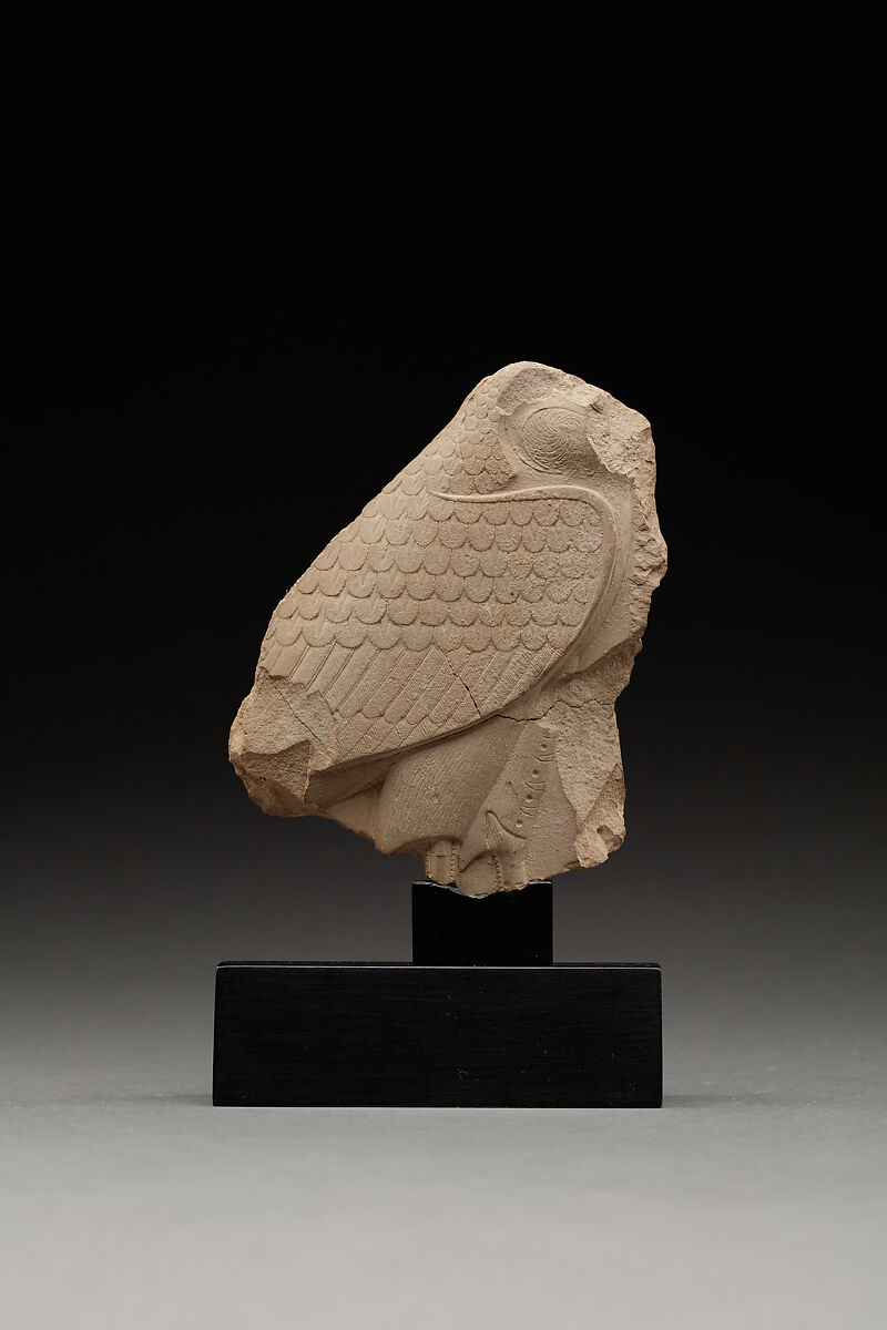 Relief plaque with male figure on one side and a bird on the other, Limestone 