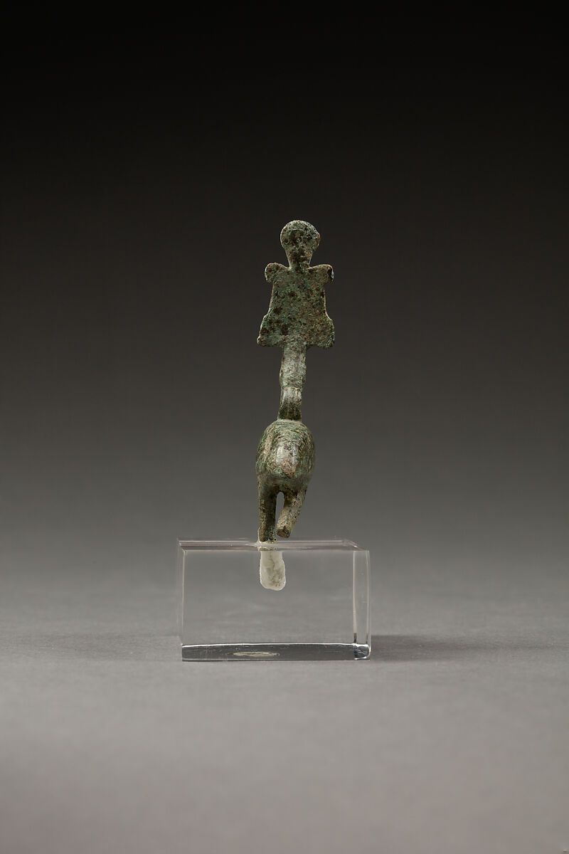 Pendant of an ibis wearing an atef crown, Cupreous metal