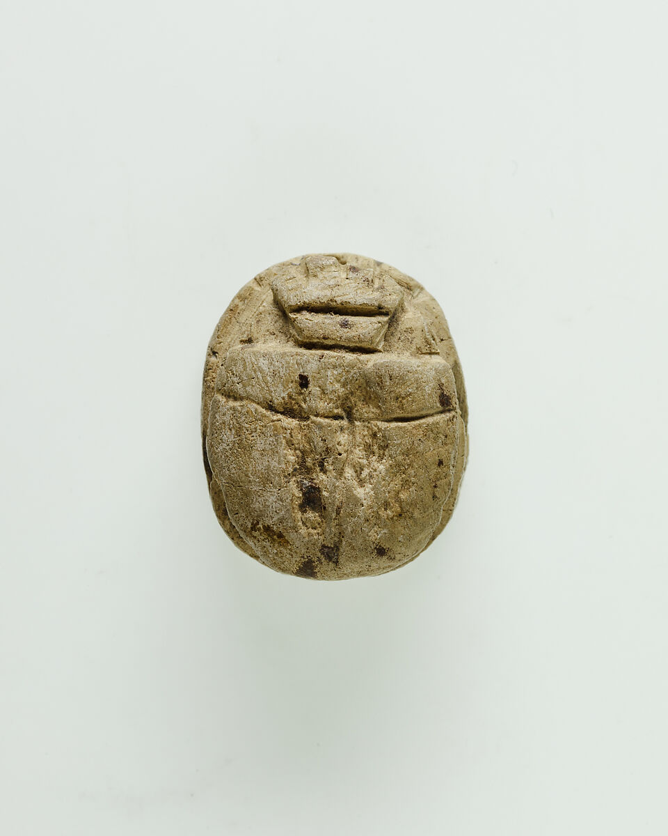 Scarab inscribed with the name Menkheperre, Steatite, traces of green glaze