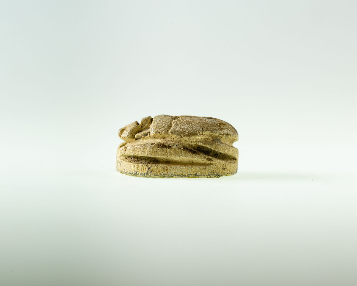 Scarab inscribed with the name Menkheperre, Steatite, traces of green glaze