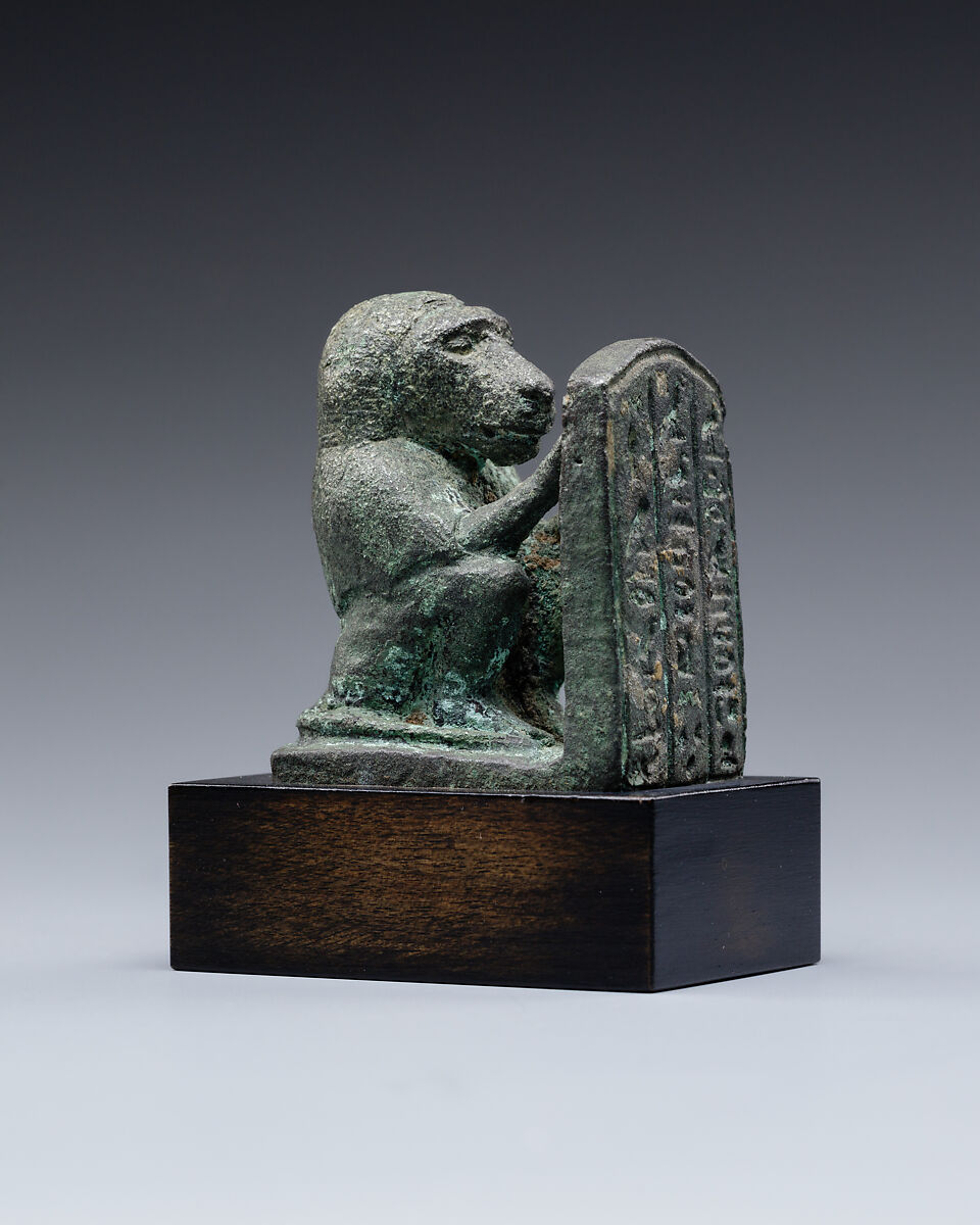 Baboon holding an inscribed stela dedicated to Iretherukhef, Copper alloy