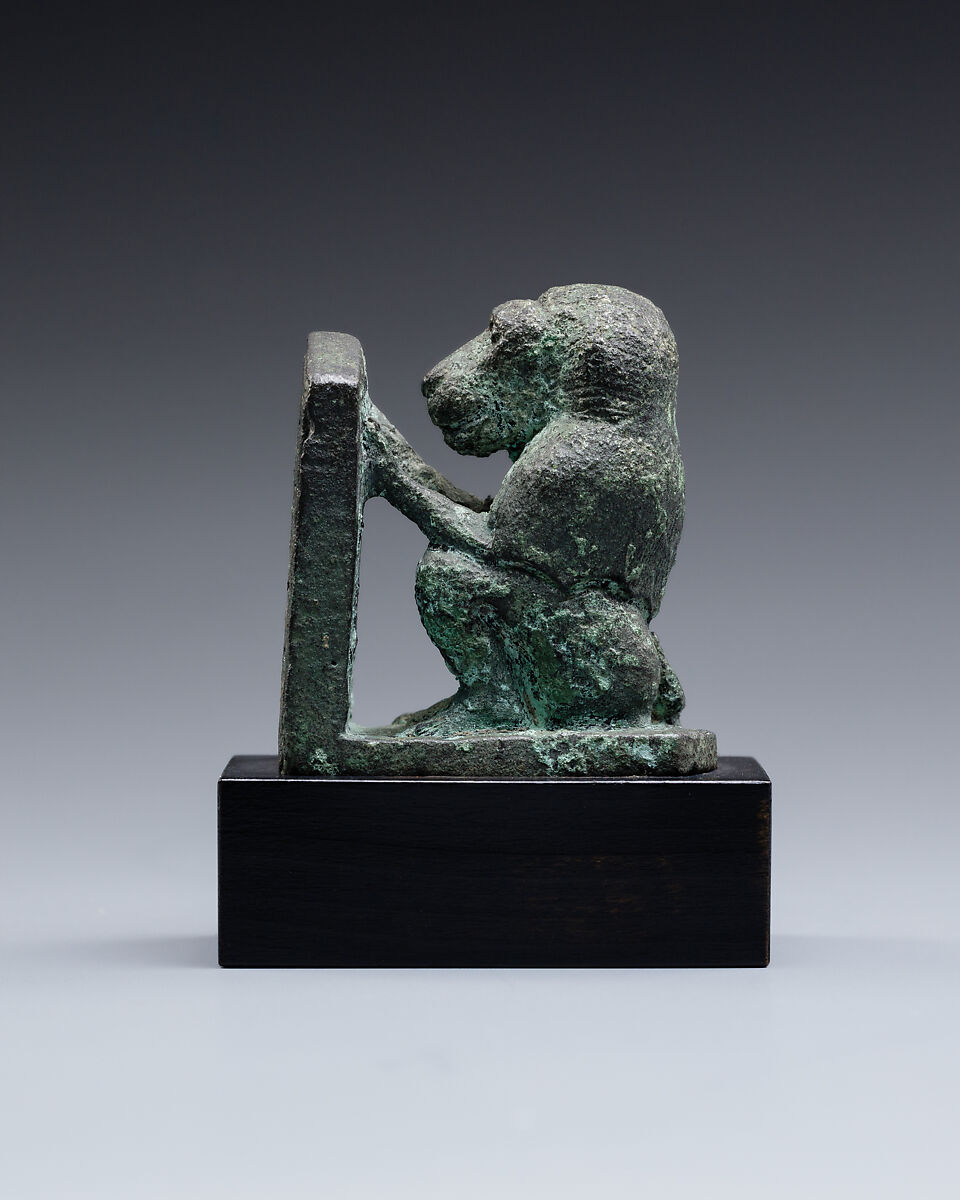 Baboon holding an inscribed stela dedicated to Iretherukhef, Copper alloy