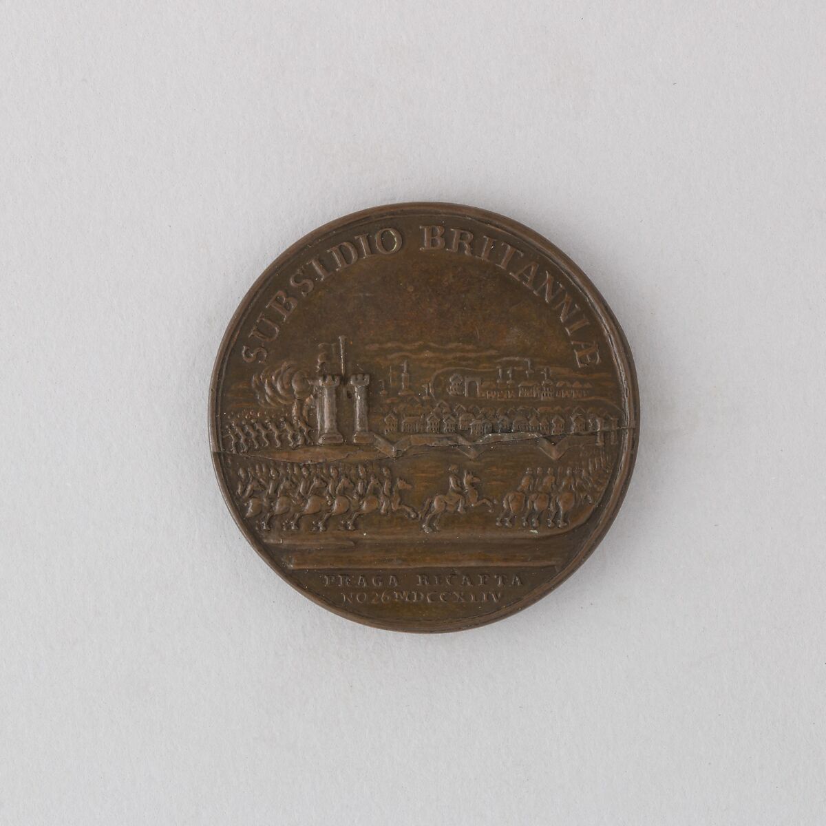 Medal Showing the Recapture of Prague and Charles Prince of Lorraine, Bronze, Austrian