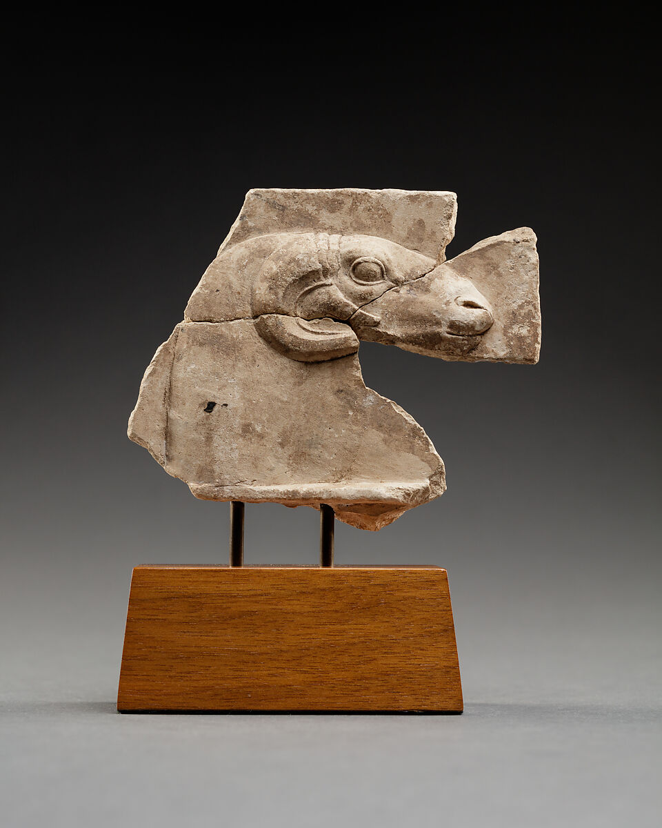 Relief plaque with ram's head, Limestone 