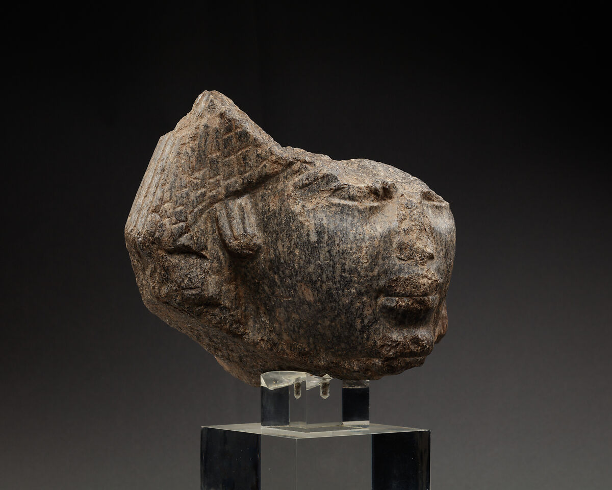 Fragmentary Head of a Man, Belonging to a Block Statue, Granodiorite