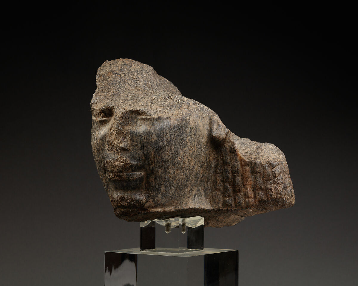 Fragmentary Head of a Man, Belonging to a Block Statue, Granodiorite
