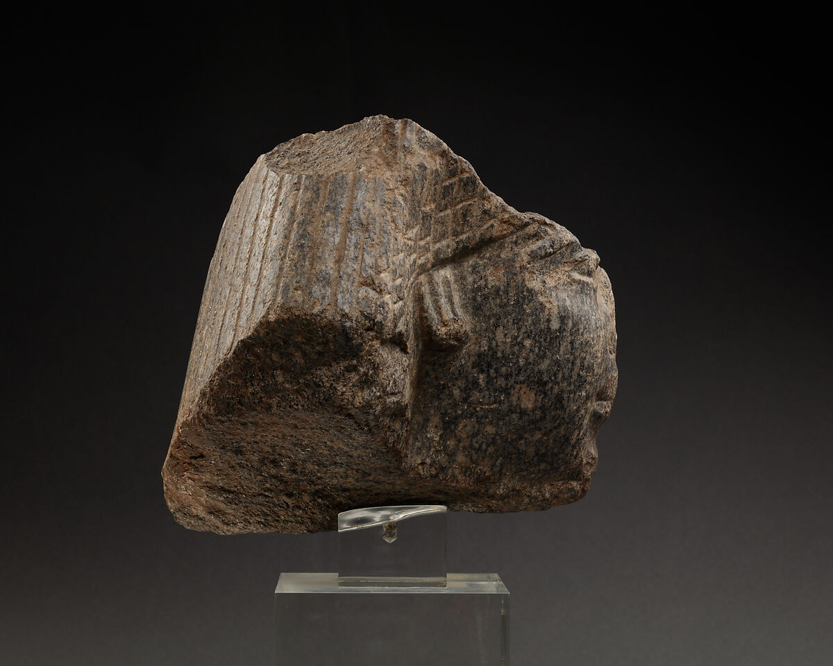 Fragmentary Head of a Man, Belonging to a Block Statue, Granodiorite