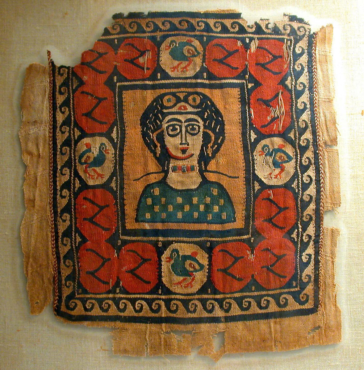 Portrait of a Lady, Linen, polychrome wool, Late Roman/Early Byzantine 