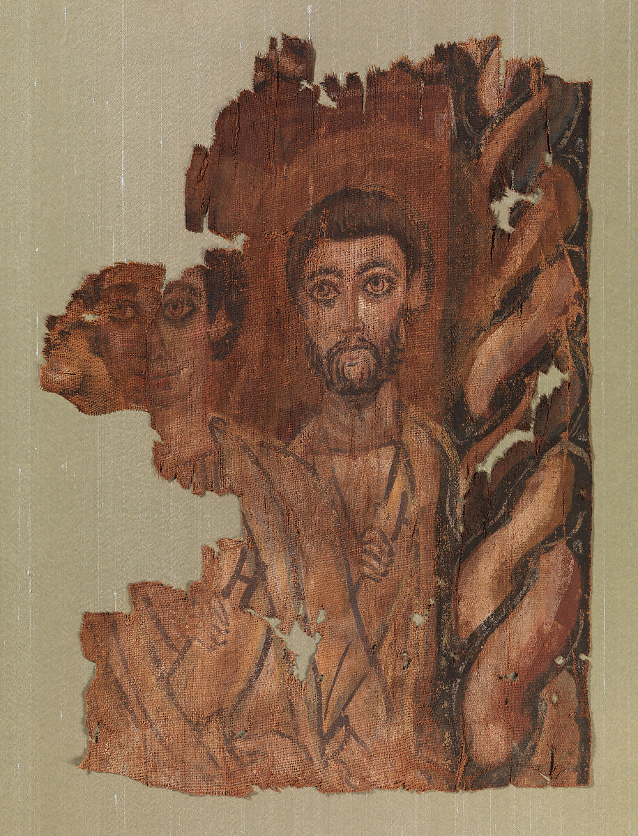Painting of Holy Men, Linen, paint, Byzantine (Egypt)