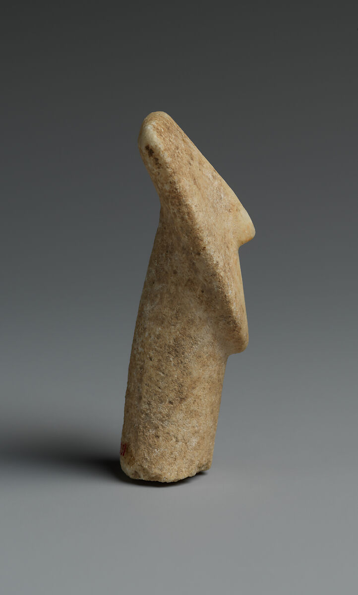 Head and neck from a marble figure, Marble, Cycladic