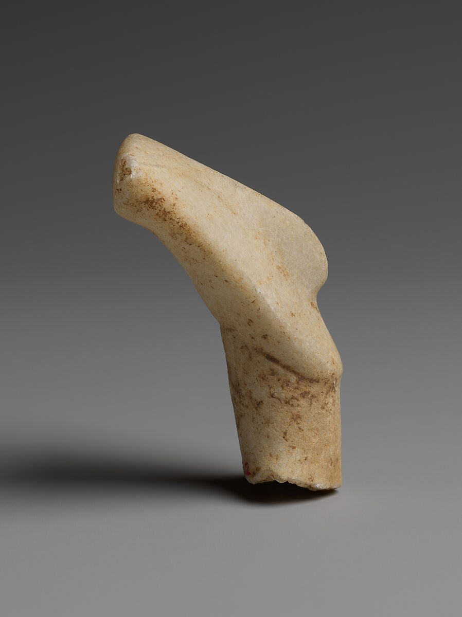 Head and neck from a marble figure, Marble, Cycladic