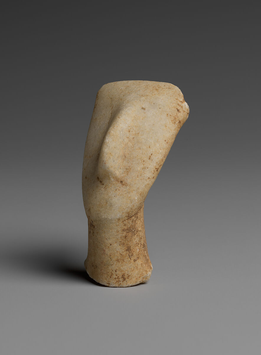 Head and neck from a marble figure, Marble, Cycladic