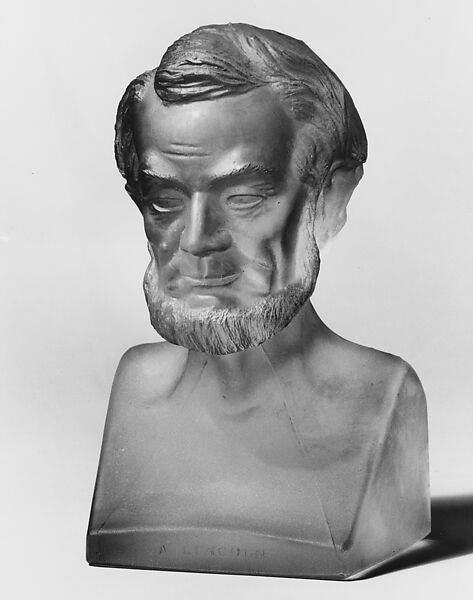 Bust of Abraham Lincoln, James Gillinder and Sons (American, 1861–ca. 1930), Pressed glass, American 