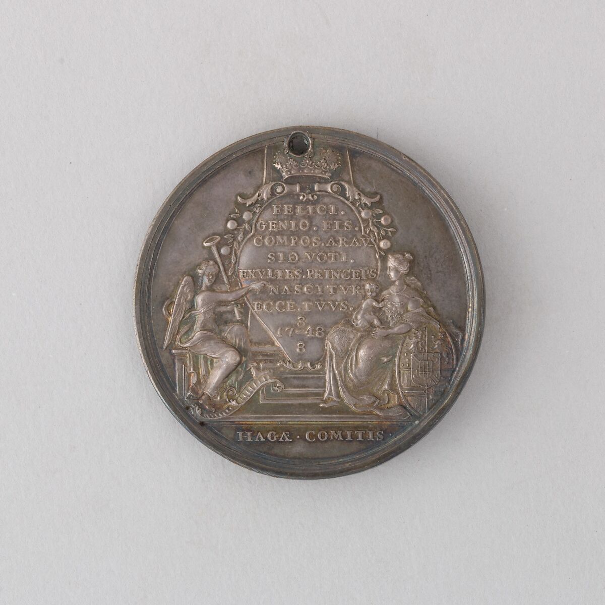 Medal Showing the Birth of Prince William of Orange, Bronze, Dutch