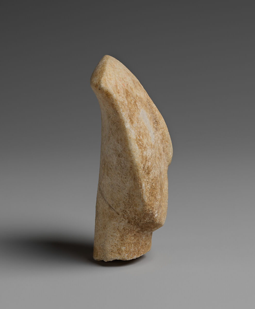 Head and neck of a marble figure, Marble, Cycladic