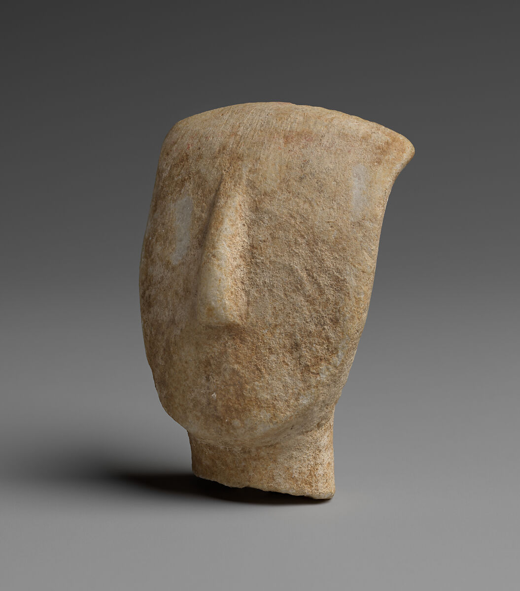 Head and neck of a marble figure, Marble, Cycladic