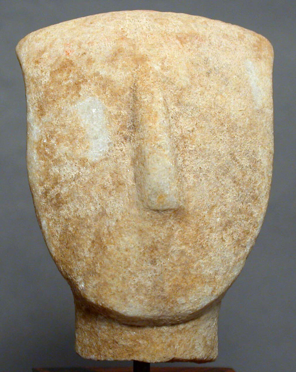 Head and neck of a marble figure, Marble, Cycladic 