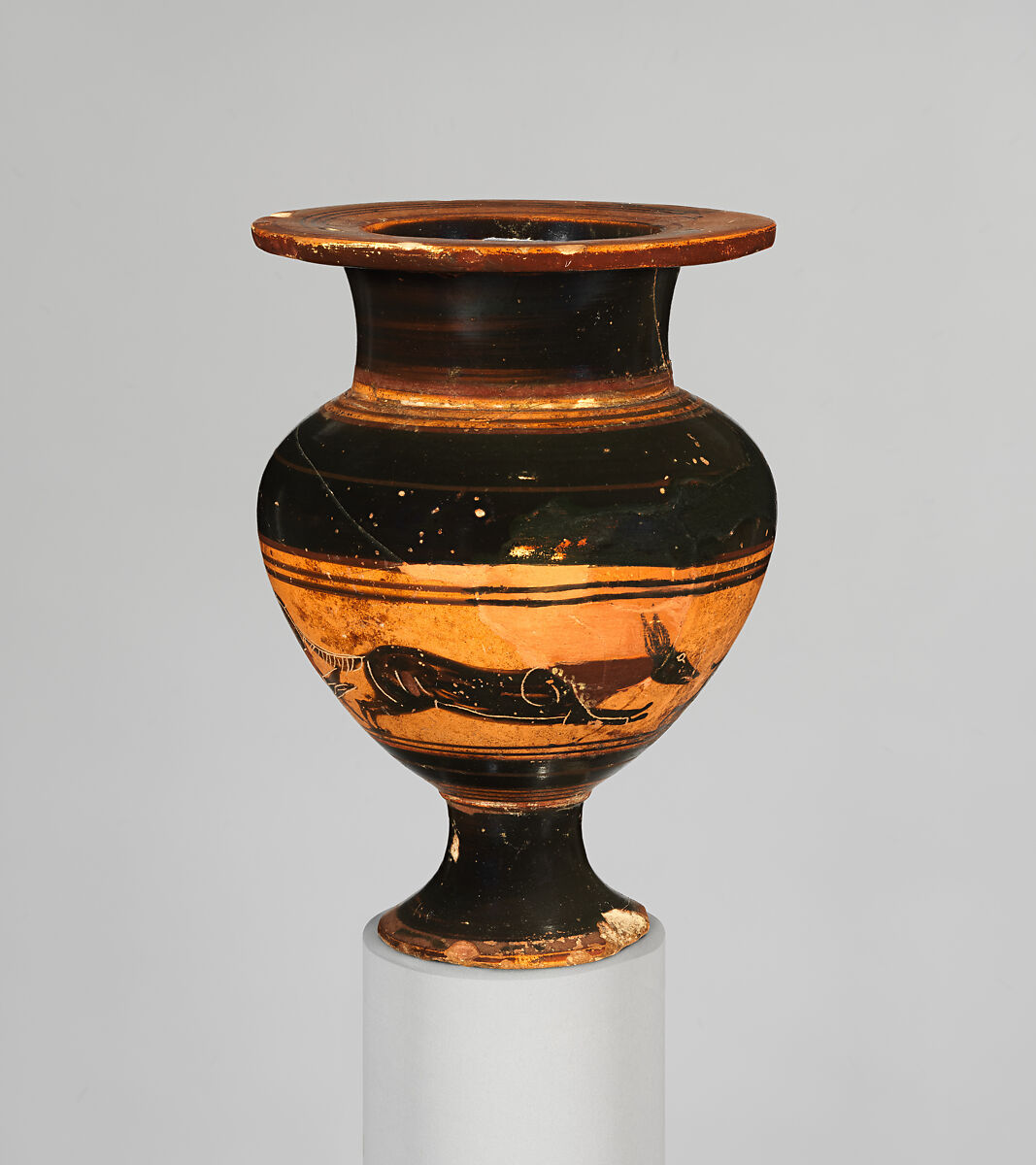 Terracotta lydion (perfume jar), Terracotta, Greek, Attic