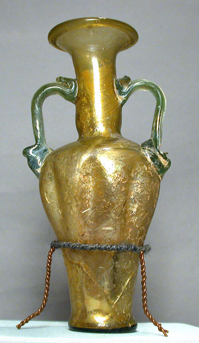 Glass amphora with two handles, Glass, Roman, Syrian 