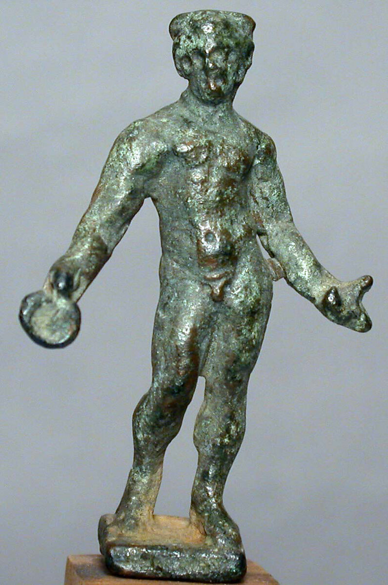 Bronze statuette of Dionysos holding a patera, Bronze, Egyptian, Greek or Roman 