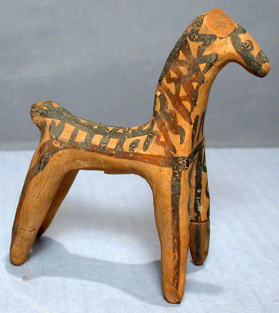 Terracotta statuette of a horse, Terracotta, painted, Cypriot 