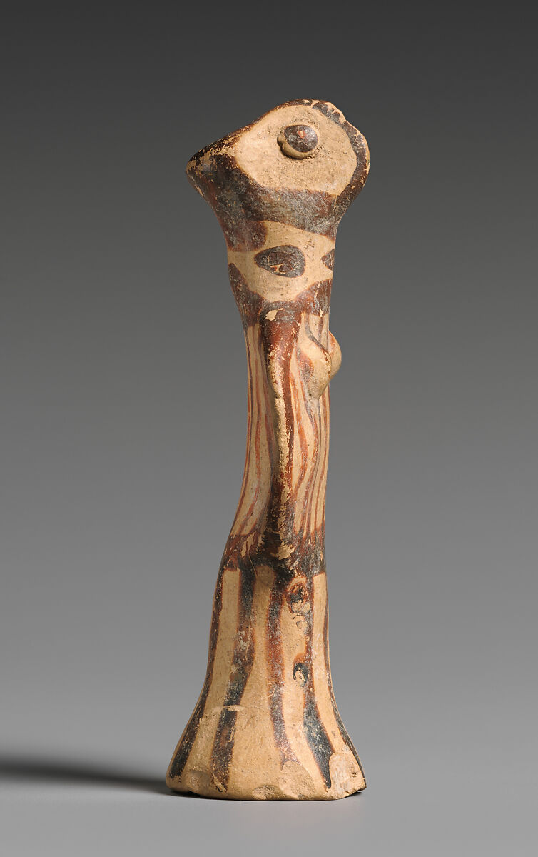 Terracotta female figure, Terracotta, painted, Helladic, Mycenaean