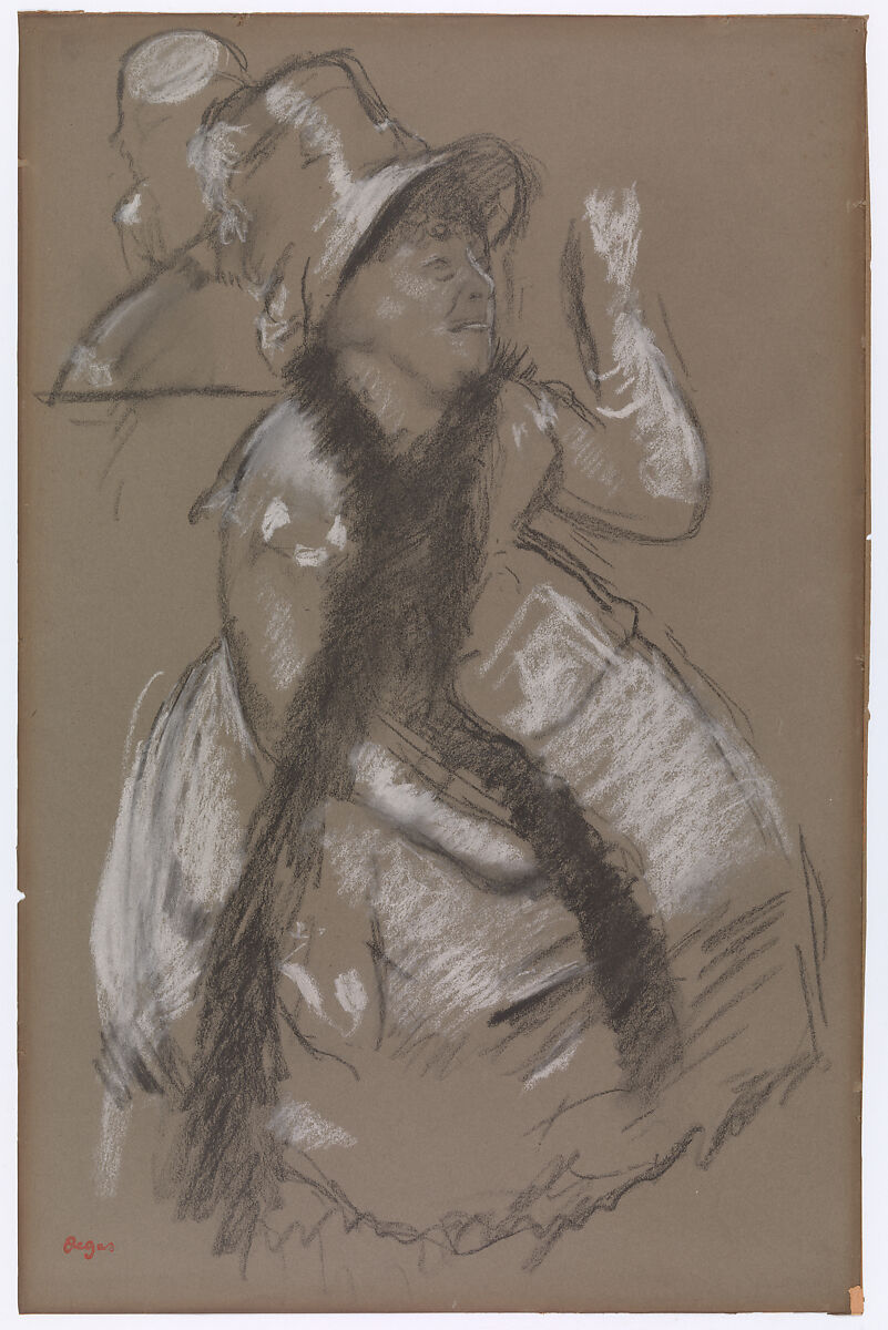 Portrait of Madame Dietz-Monnin, Edgar Degas (French, Paris 1834–1917 Paris), Pastel on toned greenish gray paper 