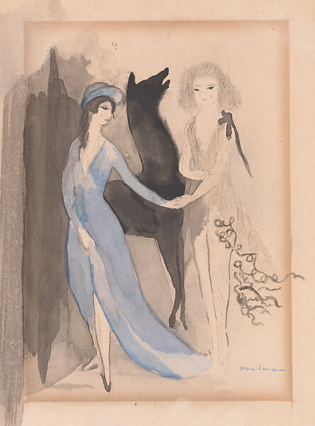 Costume Design for the Ballet "Les Biches" (The Does), Marie Laurencin (French, Paris 1883–1956 Paris), Color lithograph 