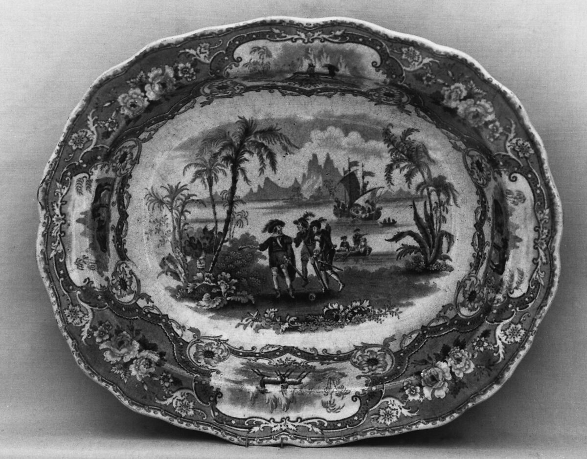 Dish, William Adams &amp; Sons (British, active ca. 1819–present), Earthenware, transfer-printed, British (American market) 