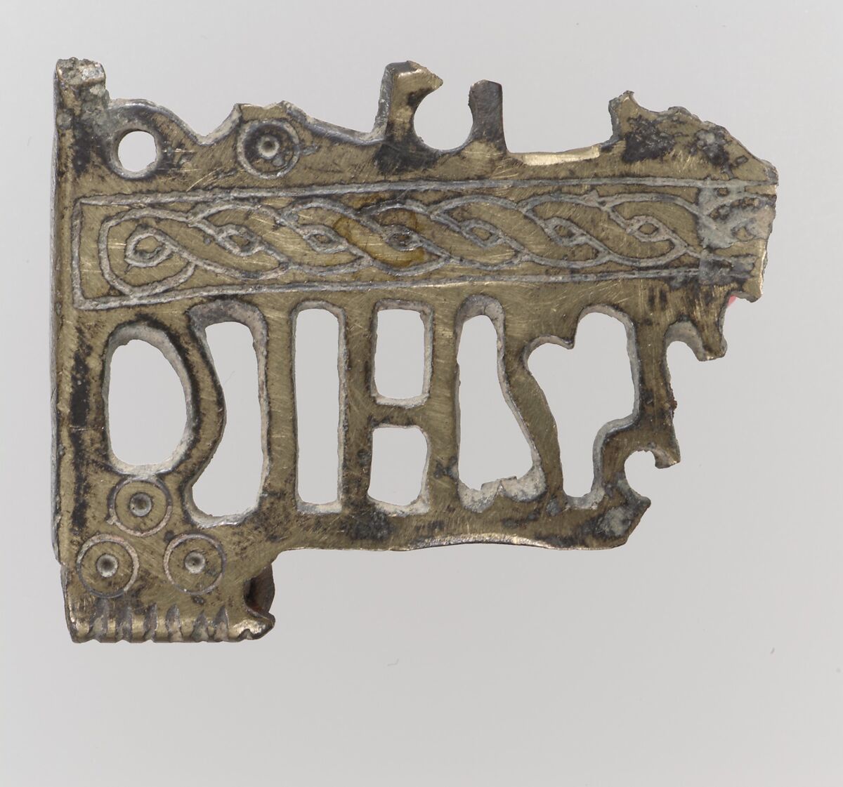 Buckle Shank, Copper alloy (bronze), gold, iron, Visigothic