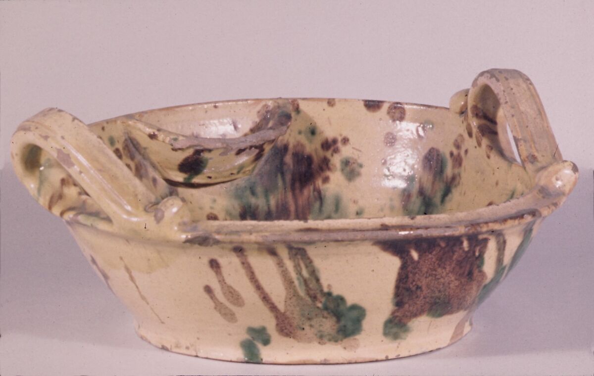 Basin, Earthenware with slip decoration, American 