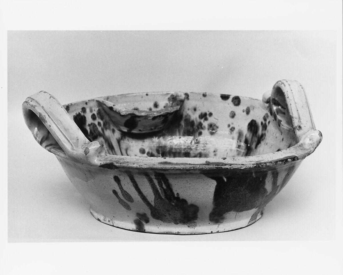Basin, J. Eberly and Company, Earthenware with slip decoration, American