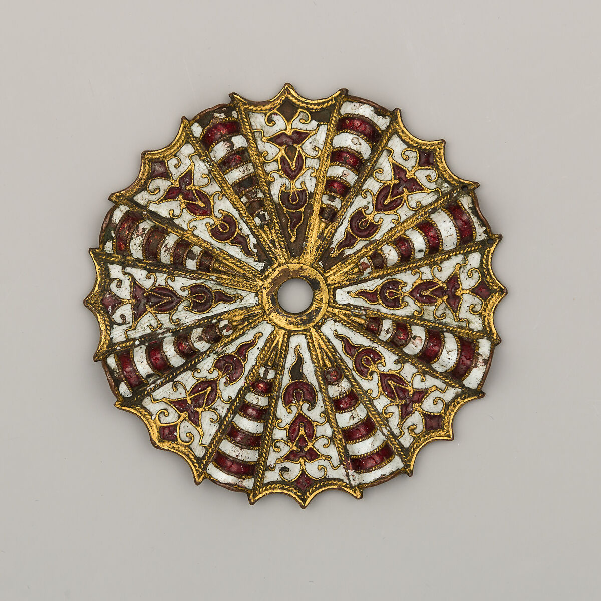 Harness Ornament, Copper alloy, gold, enamel, Italian 