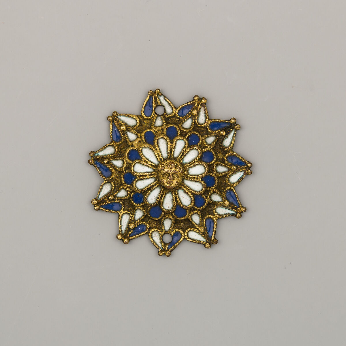 Pair of Bit Bosses, Copper alloy, gold, enamel, Italian, possibly Venice