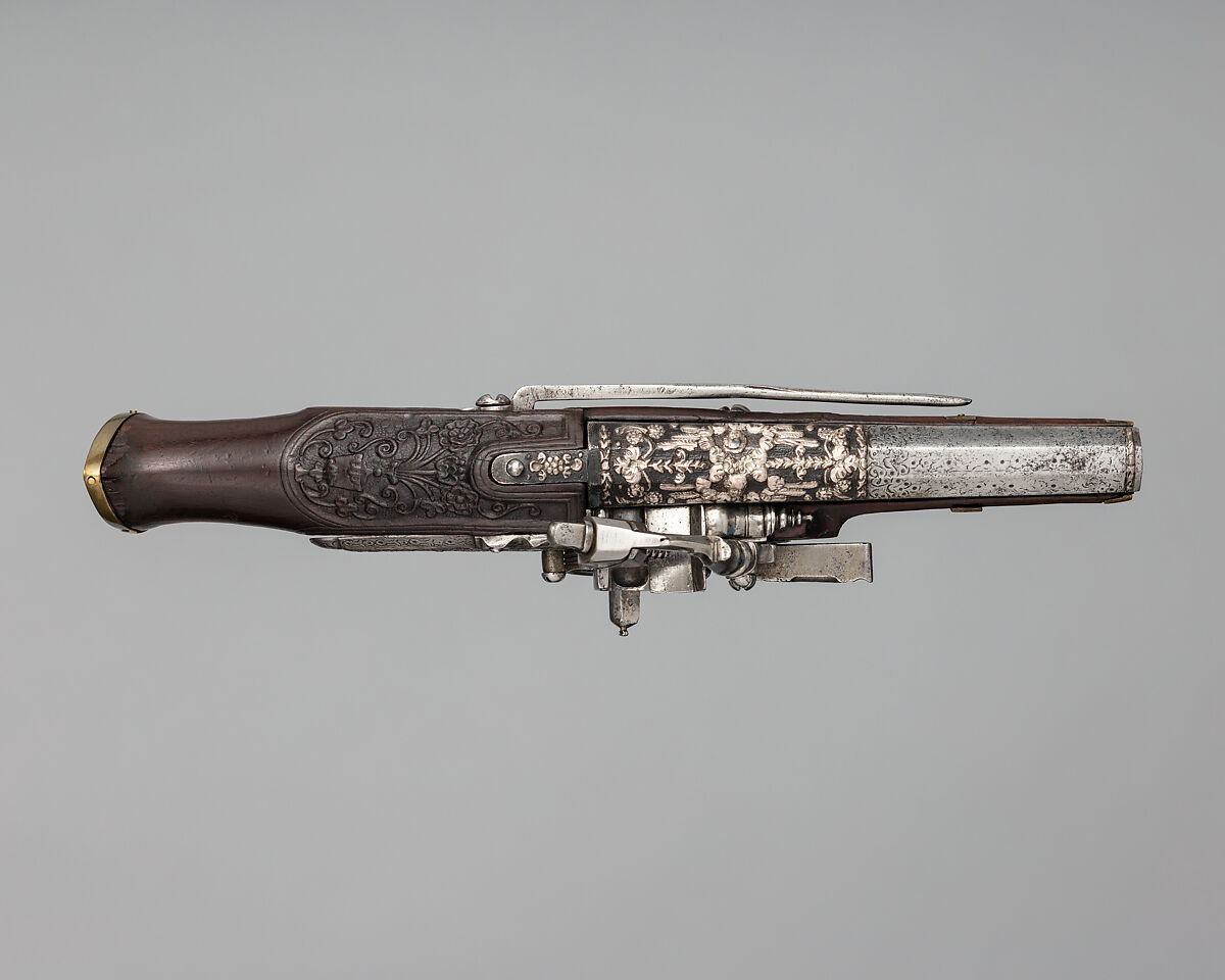 Wheellock Pistol, Wood (walnut), steel, Austrian